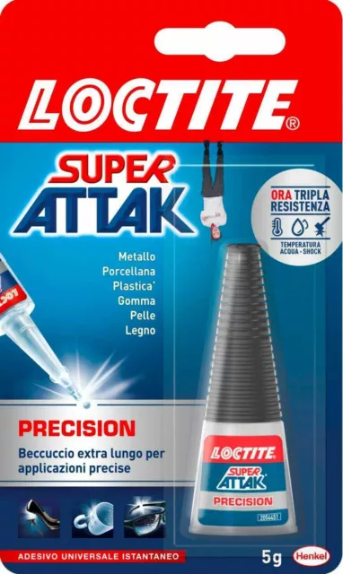 Super Attak 5 Grammi Colla Cianoacrilica 5 Gr Henkel Loctite Attack Precision