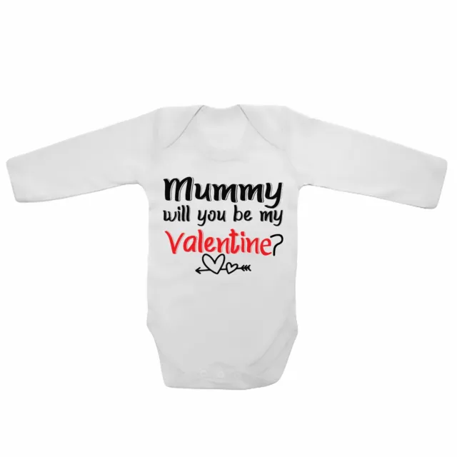 Long Sleeve Unisex Baby Vest funny  Bodysuits - Mummy Will You Be My Valentine?