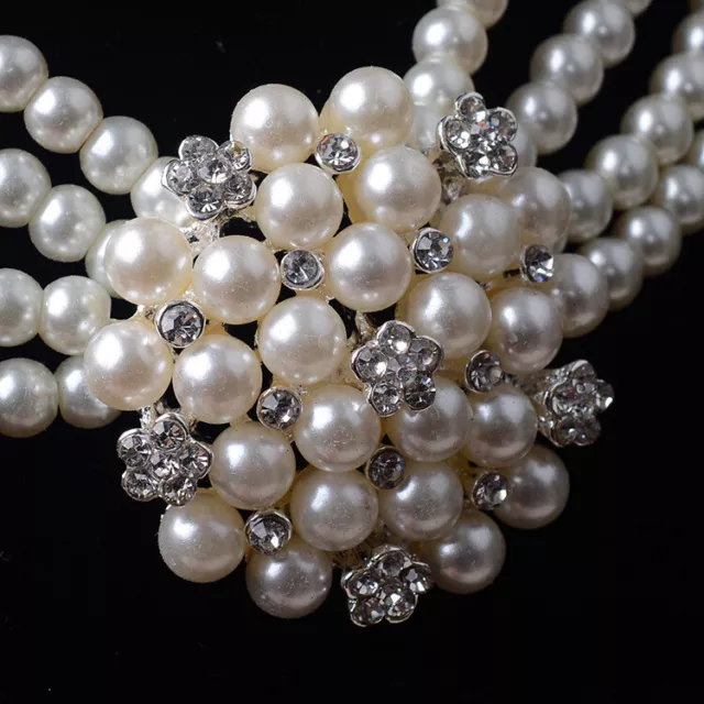 TL060 bridal chain, luxury pearl, flower necklace, earring set, wedding accessor 3
