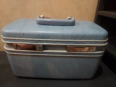 Vintage Samsonite Profile Travel Train Case Beauty Carry-On Luggage Blue