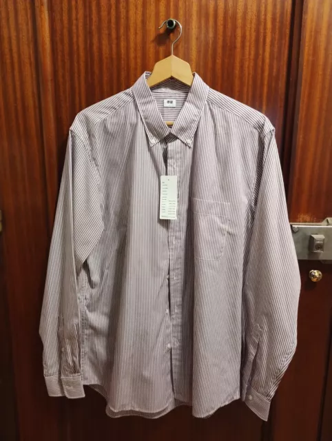 Camisa de popelín de rayas de Uniqlo, talla L