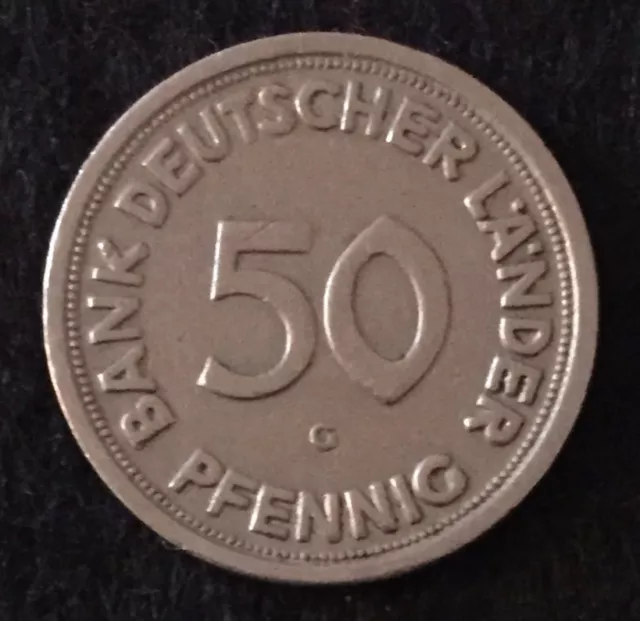 50 Pfennig Stück / Bank Deutscher Länder / 1949 - G
