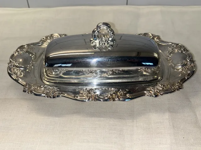 VTG Towle Old Master 3-piece Silverplate Butter Dish With Clear Interior Dish