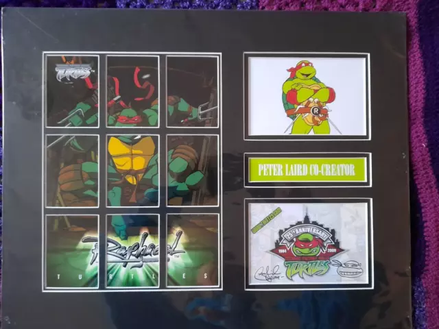 Peter Laird - TMNT Co Creator - Mounted Autograph & Fleer trading cards puzzle