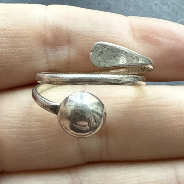 Bague Ancienne En Argent Massif 925 - Taille 52, Jonc à Boules, Occasion, Fabrication Française
