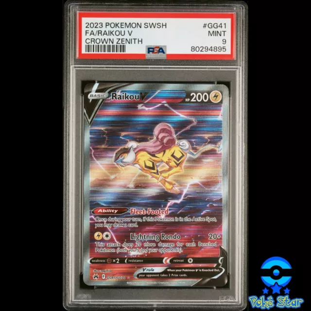 PSA 10 Gem Mint 2023 Pokemon Crown Zenith Raikou V Full Art #GG41