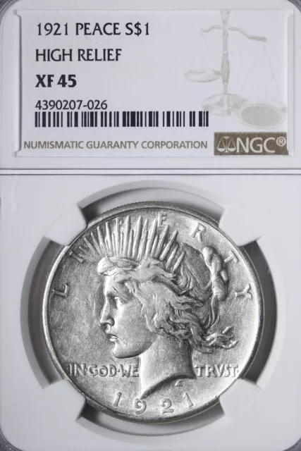 1921 Peace Silver Dollar NGC XF45 Nice Luster UNTZ