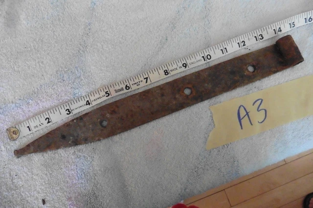 Antique Door Hinge Iron Blacksmith Hand Made Gate Barn Strap vintage 14.5" rust