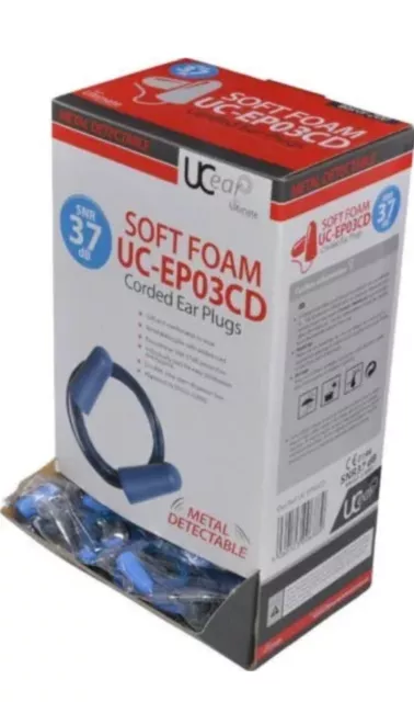 Earplugs Corded Detectable Pu Foam Soft Foam Earplug Box Of 200 New