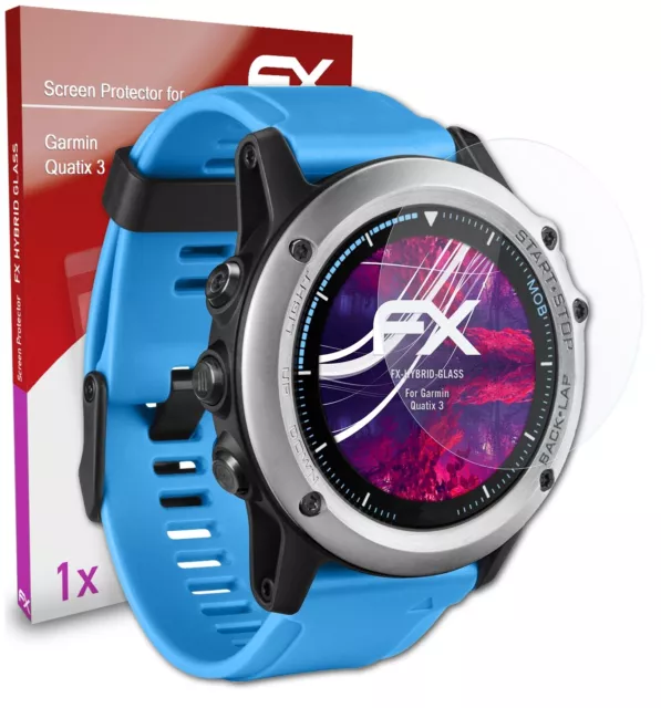 atFoliX Glasfolie für Garmin Quatix 3 Panzerfolie 9H Schutzpanzer