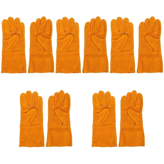 5 Pair Cowhide Work Rose Gloves with Reinforced Palm