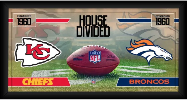 Kansas City Chiefs vs Denver Broncos Frmd 10" x 20" House Divided Collage