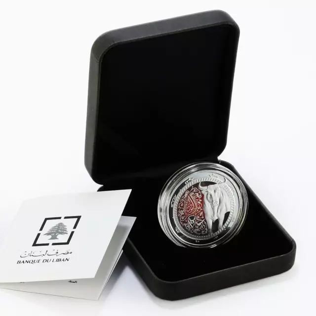 Lebanon 5 livres Zodiac Signs Taurus Fauna Animals proof silver coin 2013