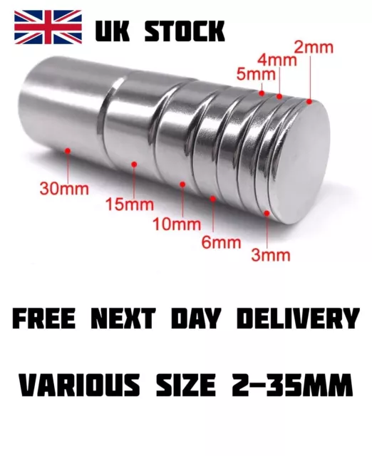 High-Powered N52 Neodymium Magnets - Various Sizes (2-35mm) for DIY Crafts