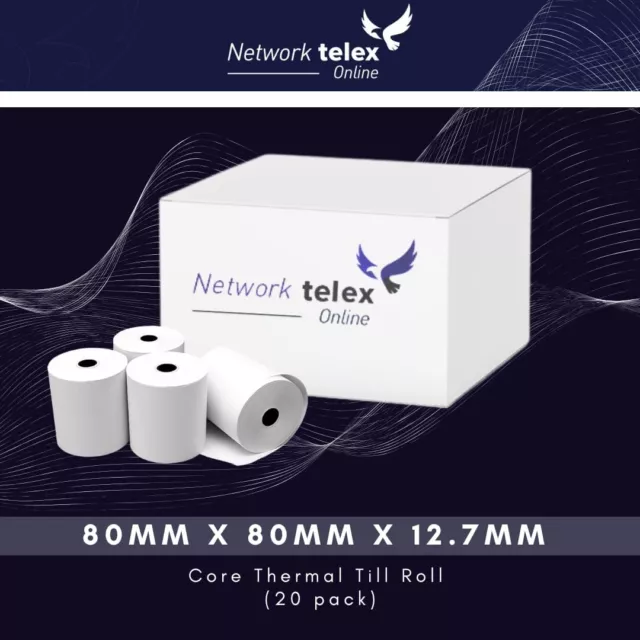 80x80 Thermal Receipt Paper Till Roll Compatible With Epos Terminals 20 ROLLS