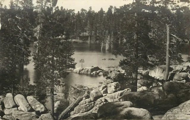 RPPC Postcard; Big Bear Lake CA Rocky Shore of Boulder Bay, Cyko back 1907-1920