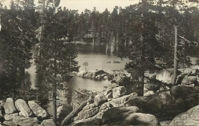 RPPC Postcard; Big Bear Lake CA Rocky Shore of Boulder Bay, Cyko back 1907-1920