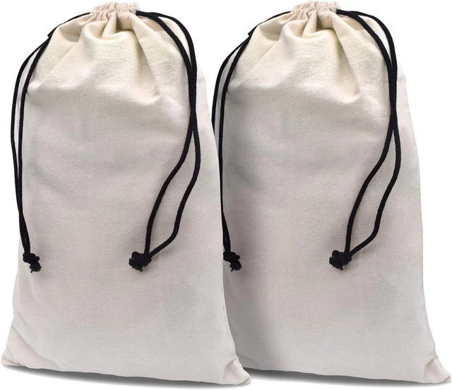 Shoe Dust Bags - 2 Pack Beige Duster Flannel Boot Pouch with Drawstring Closure