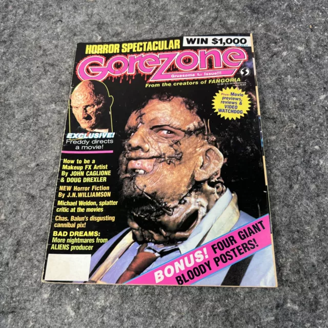 Gorezone Issue #1 1988 Creators Of Fangoria Posters Attached! Leatherface HORROR