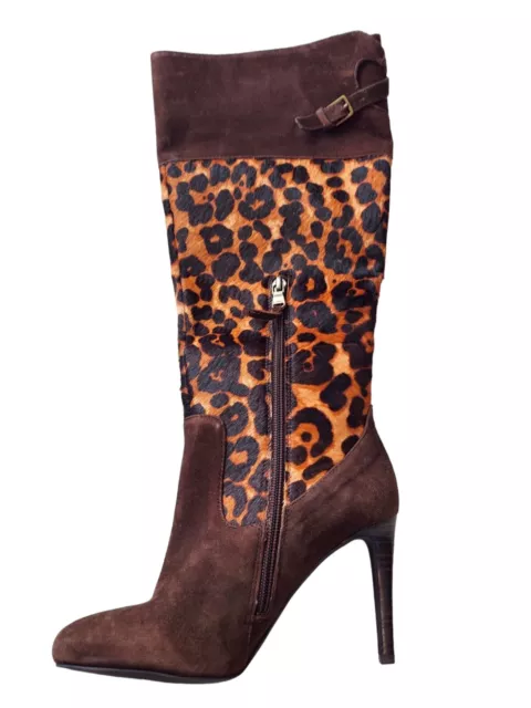 Ralph Lauren Halina Boot Dyed Calf Fur Leather Suede women's size 5.5B PREOWNED