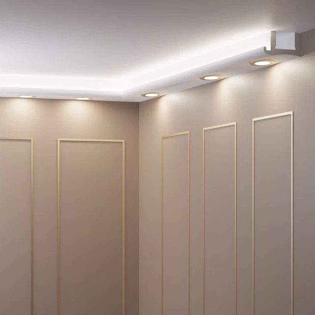 Kit Moulure Stuc LED Pareto-Decor OL-52 – 12 Mètres + 2 Coins – Éclairage Indirect XPS Blanc