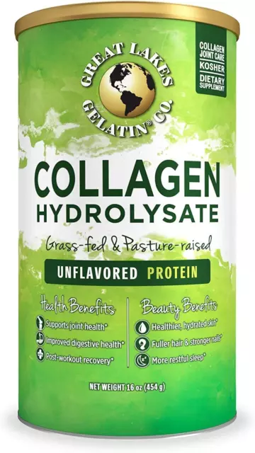 Great Lakes Wellness Collagen Hydrolysate Powder, Unflavoured 454G | Kosher, ...