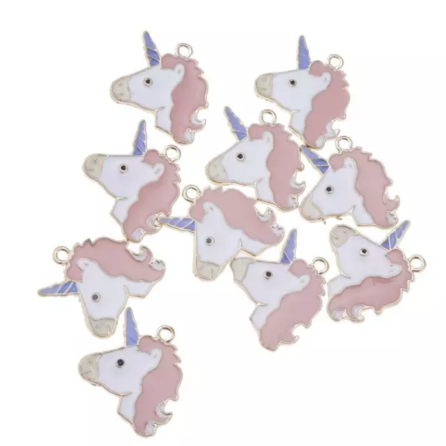 10 Stück Emaille Einhorn Charme Anhänger für Schmuckherstellung, Armband, DIY