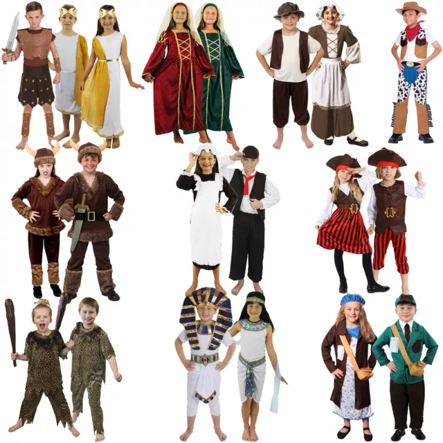 Bambini World Book Day Costumi Ragazzi Ragazze Abiti Storici Fantasia Scuola