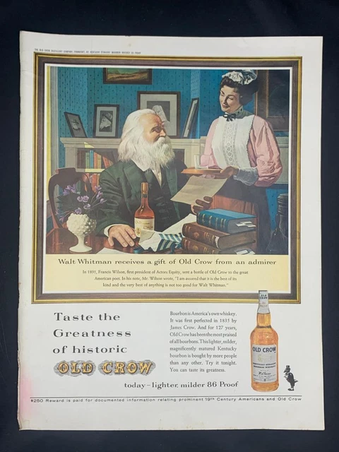 Magazine Ad* - 1962 - Old Crow Whiskey - Walt Whitman