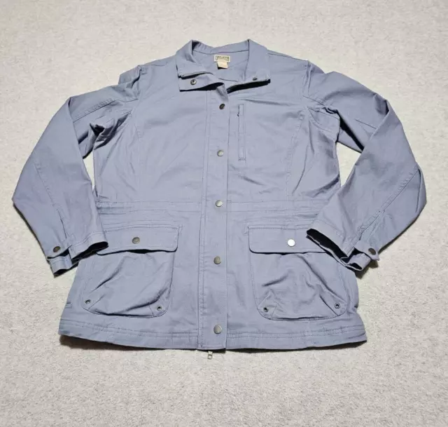 Duluth Trading Utility Chore Jacket Womens Large Blue Cotton Pockets Work
