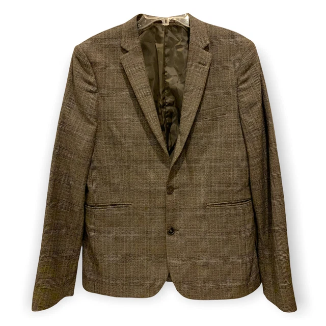 ASOS Sport Coat Mens 42 Brown Plaid 2 Button Modern