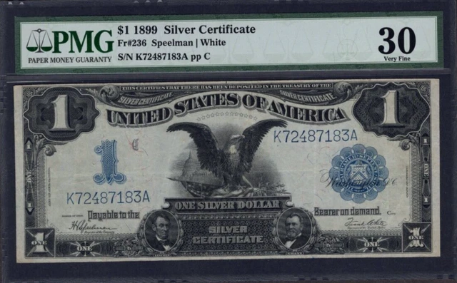 1899 $1 One Dollar Silver Certificate Blue Seal PMG 30 S1249