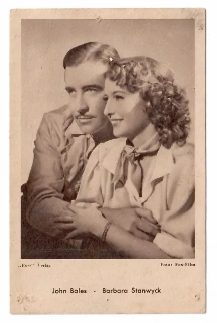 15632 - Autogrammkarte * John Boles& Barbara Stanwyck * unsigniert