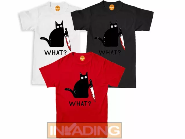 Cat What T Shirt Murderous Cat With Knife Funny Halloween Gift T Shirt Unisex