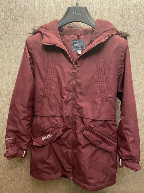 REGATTA  Girls Winter Warm Plum  Coat with Fur Hood - Age 11 to 12 Years