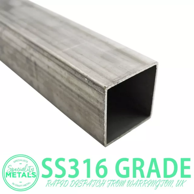 316 Marine Grade Stainless Steel Square Box Section | 40 x 40 x 1.5mm Tube
