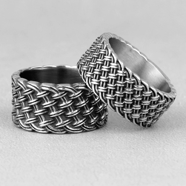 Mens Stainless Steel Celtic Knot Braided Wedding Band Ring Size 7-12