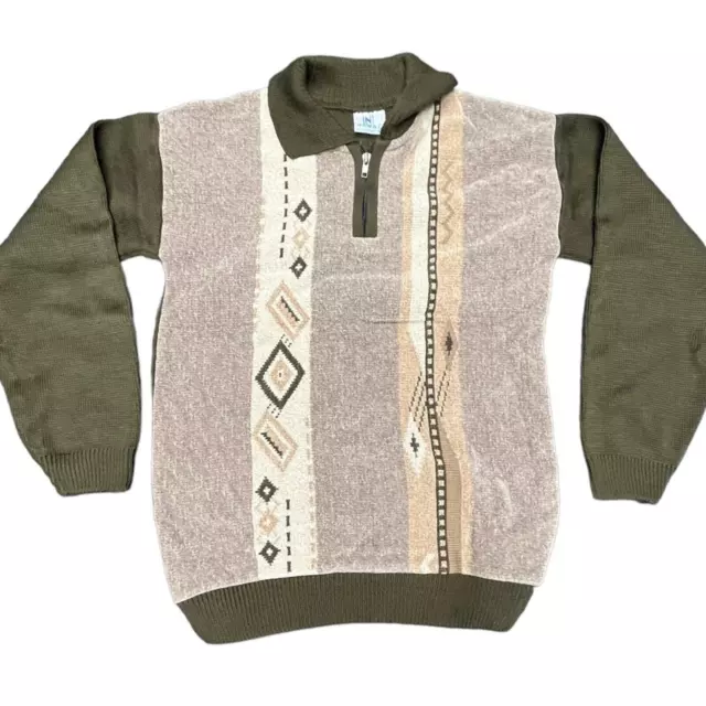 VINTAGE NAWAZ SOUTHWEST Aztec theme polo sweater size large $55.00 ...