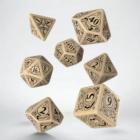 Steampunk Beige & black Dice Set (7) - Q-Workshop