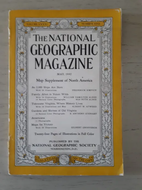 Vintage May 1942 National Geographic Magazine with Large Map of N America