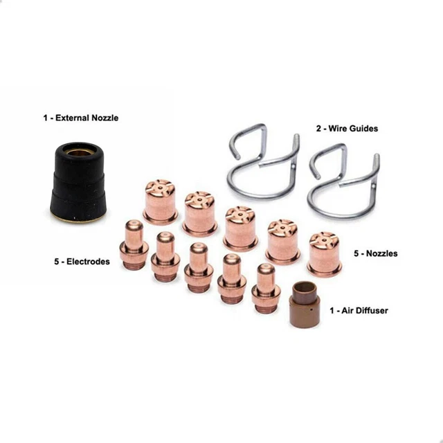 Juego 28 Piezas De Puntas Y Tubos Para Antorcha Plasma Eastwood Versa Cut 60A - Modelo CB70 Largo