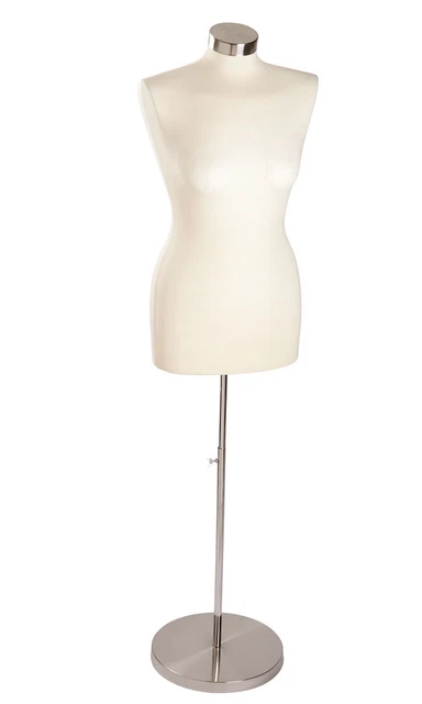 Economy Female Off-White Jersey Dressmaker Form - Includes Base, Form, Finial
