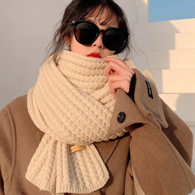 Solid Color Wool Scarf Female Cute Girl Autumn Winter Thick Warm Knit Neck RiK_