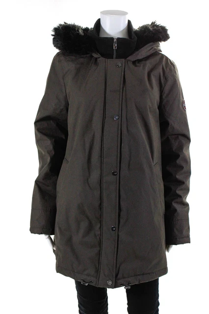 Ugg Womens Insulated Faux Fur Trim Hooded Zip Up Parka Coat Green Size L Ugg Womens Insulated Faux Fur Trim Hooded Zip Up Parka Coat Green Size L