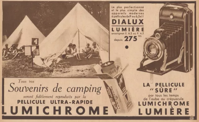 Y8840 Appareils Photo Dialux Lumiére - Publicité D'Époque - 1933 Old Advertising