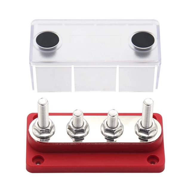 Greluma Barre De Bus 2 Bornes Avec Couvercle – Distribution D'Alimentation 150A DC Pour Bateau, Camping-Car, Voiture Et Marine