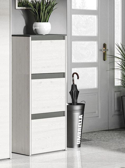 Scarpiera ""Hyga"" cassettiera 50 cm pino bianco antracite