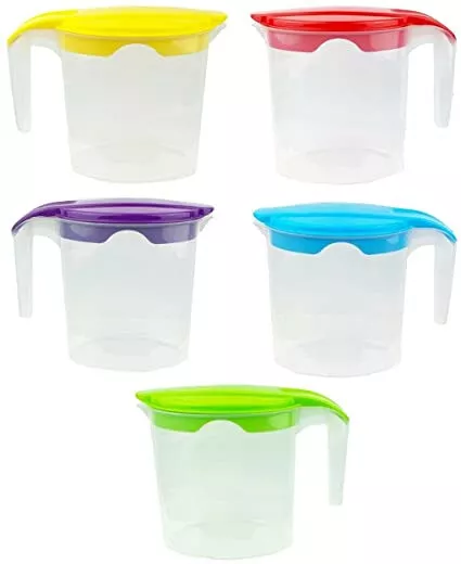 Quality 1 Litre Multi Purpose Plastic Water Jug with Lid Picnic Party Kitchen