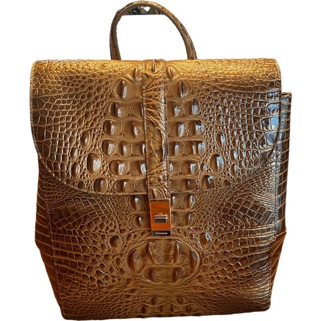 BRAHMIN CROC EMBOSSED Sadie Hazelnut Backpack Retail 325 NWT