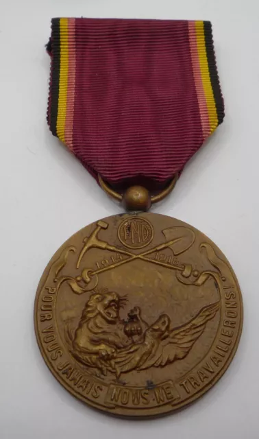 Belgium / Belgian Ww1 Civil Worker Battalion Medal 1914 - 1918